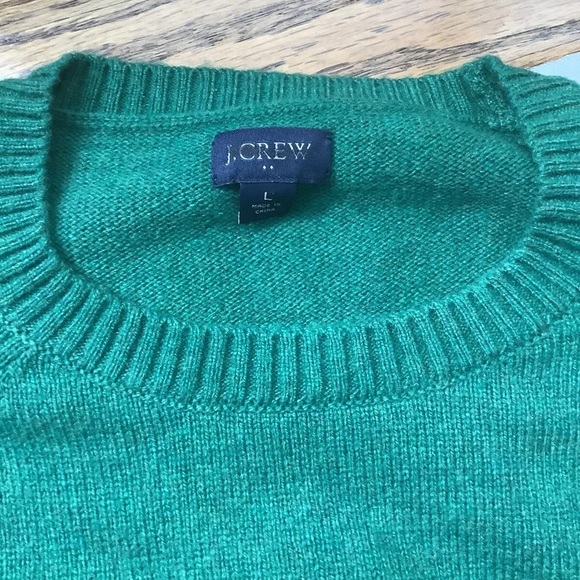 J. Crew Green Lambswool Sweater Crew Neck Super Soft Marled Large AA027 NWOT - Picture 4 of 6